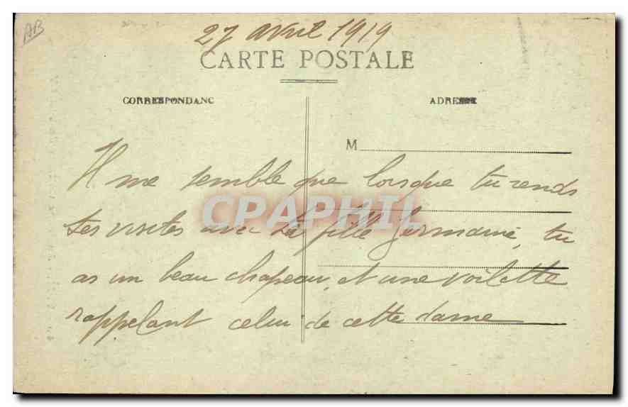 CPA Folklore Ancienne Coiffure du VELAY — Verso