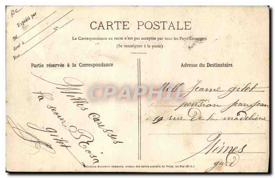 CPA Folklore Les Dentellières Auvergnates — Verso