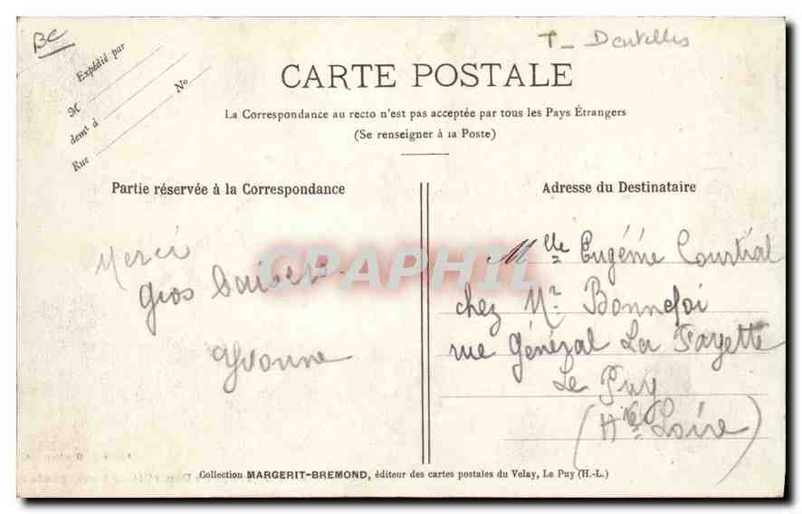 Un groupe de Dentellières Auvergnates — Cliché M. B. - Rep. int. — n° 885 — Verso