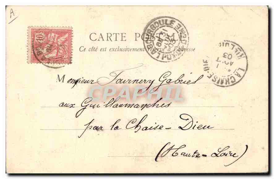CPA Folklore LA BOURBOULE-Costume Latour d'Auvergne  — Verso