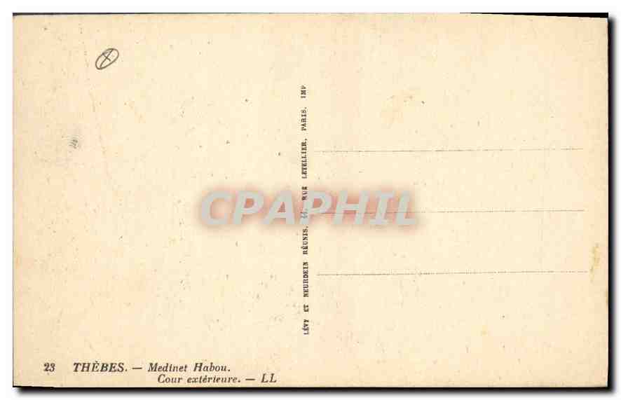 CPA Egypte Egypt Thebes Medinet Habou. Cour exterieur — Rückseite