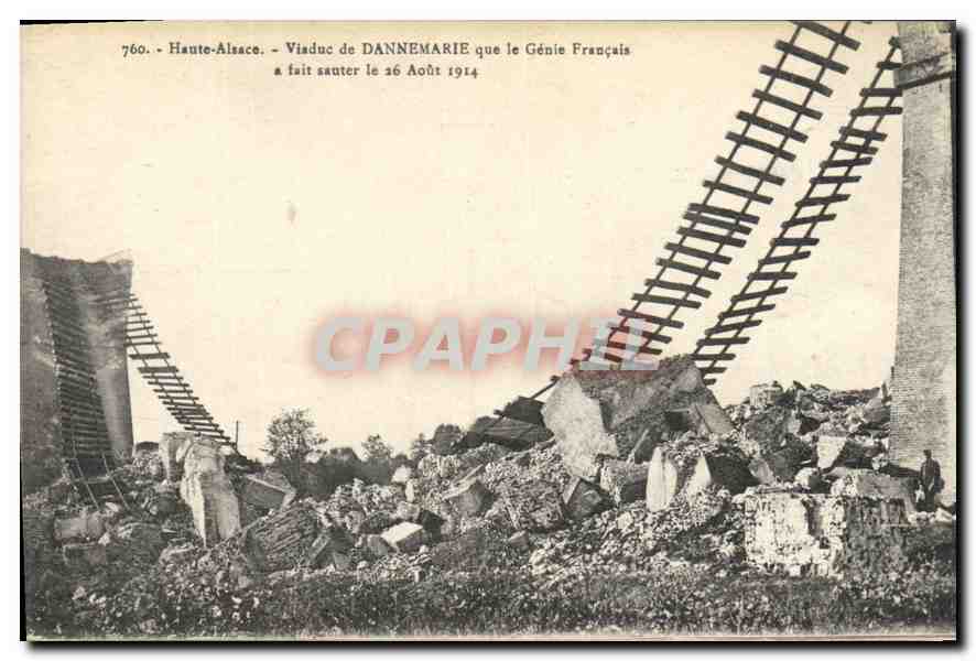 Viaduc de Dannemarie — destruction par le Génie Français — éditeur Chadorne, Nancy