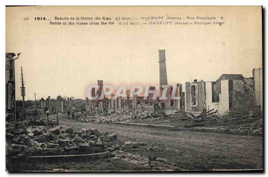 Bataille de la Marne — Maurept (Marne) — Rue Principale — 1914