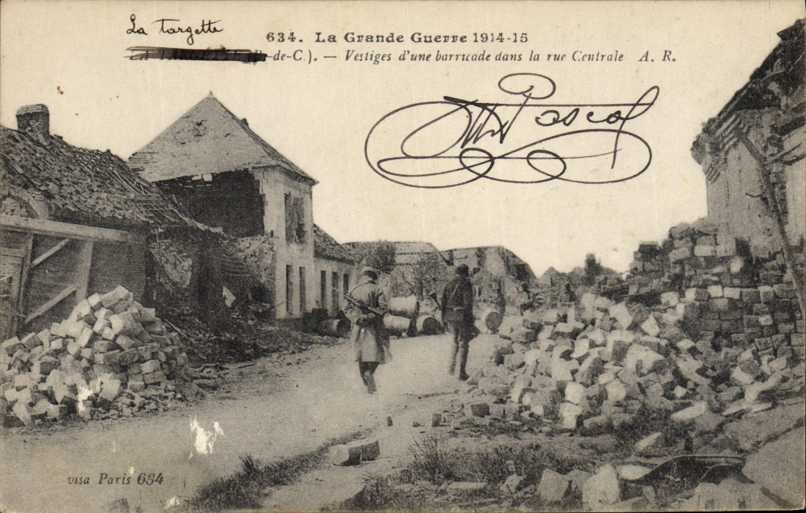 La Targette — Vestiges d'une barricade dans la rue Centrale — A.R. — visa Paris 634