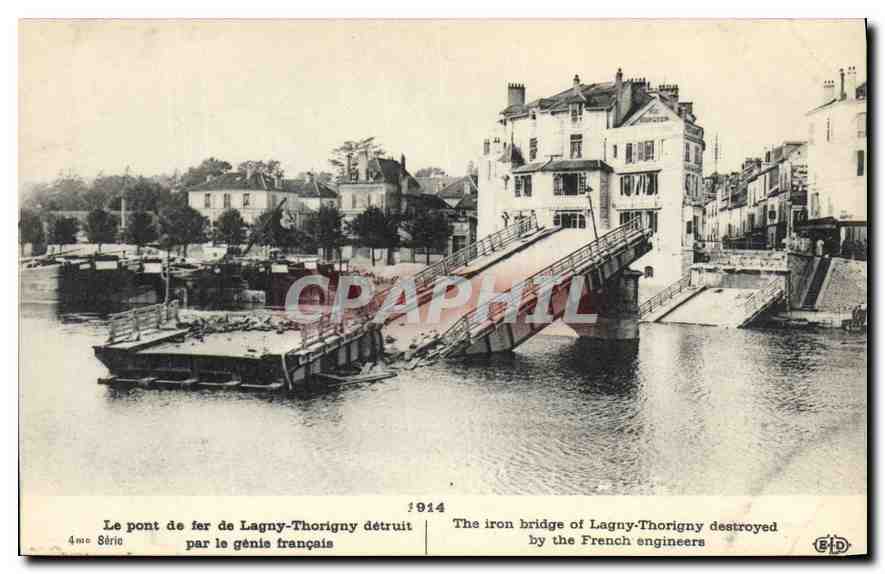 Le pont de fer de Lagny-Thorigny détruit — 4me Série — Éditeur E. Le Daire, Paris