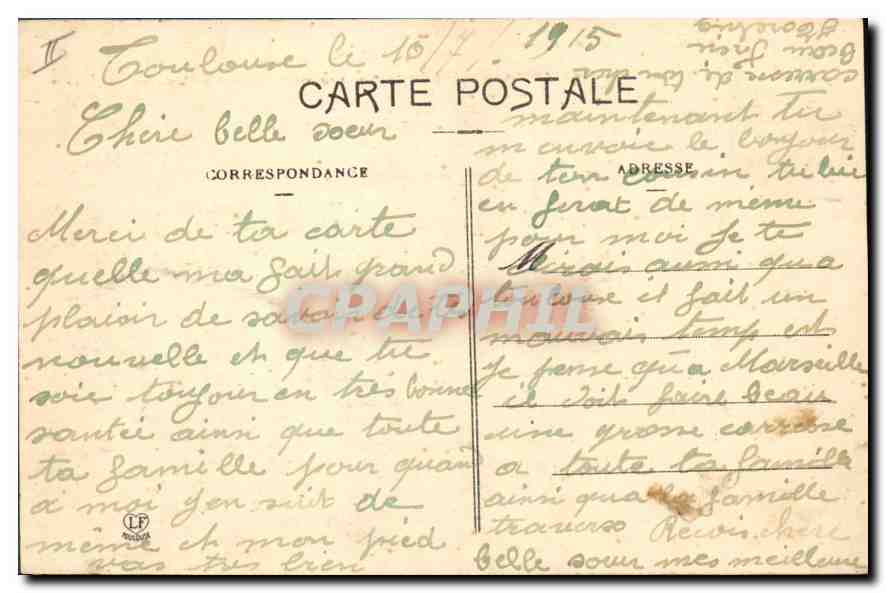 CPA TOULOUSE.-LE PALAIS DE JUSTICE — Rückseite
