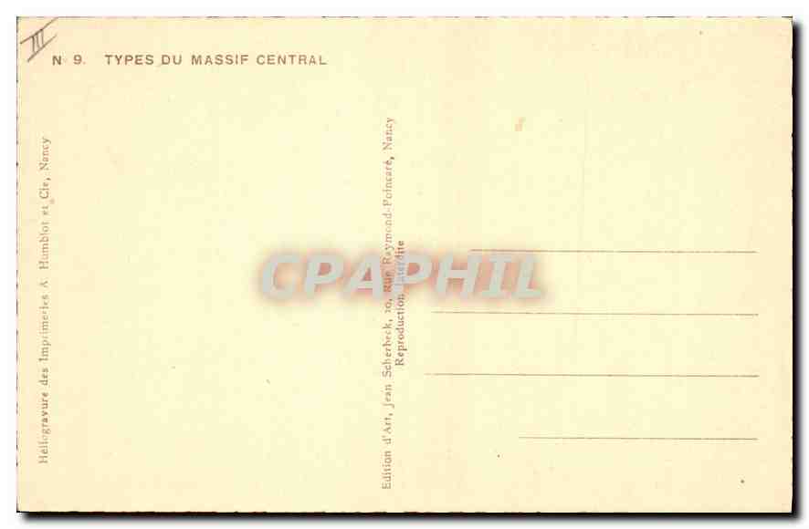 Ancienne femme au châle — Types du Massif Central — Édition Raymond-Poincarré, Nancy — Rückseite