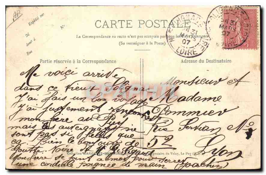 CPA Folklore Les Dentellières d'Auvergne — Verso