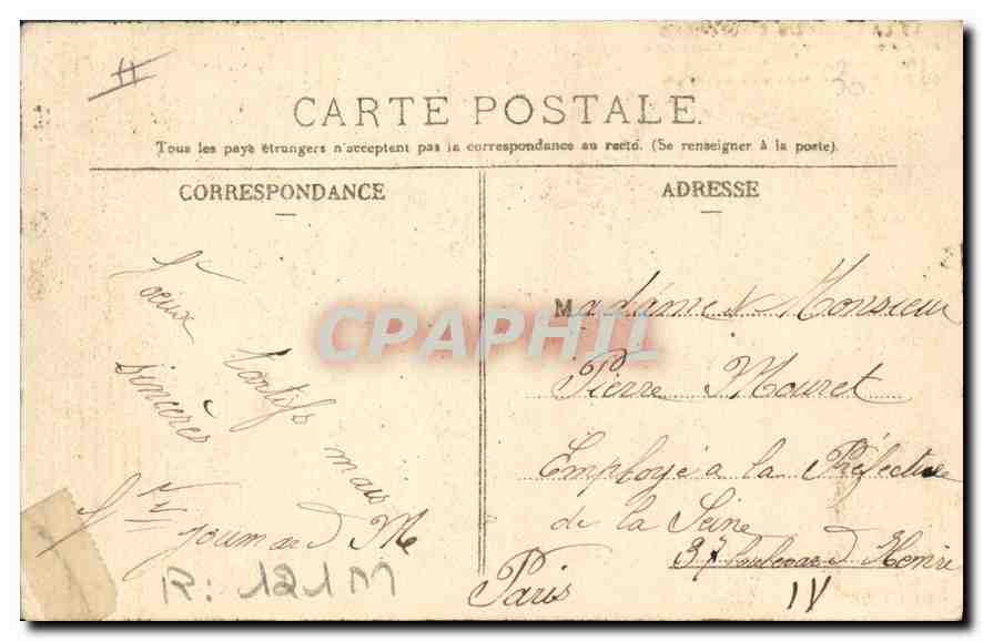 CPA Folklore Le bourree — Verso