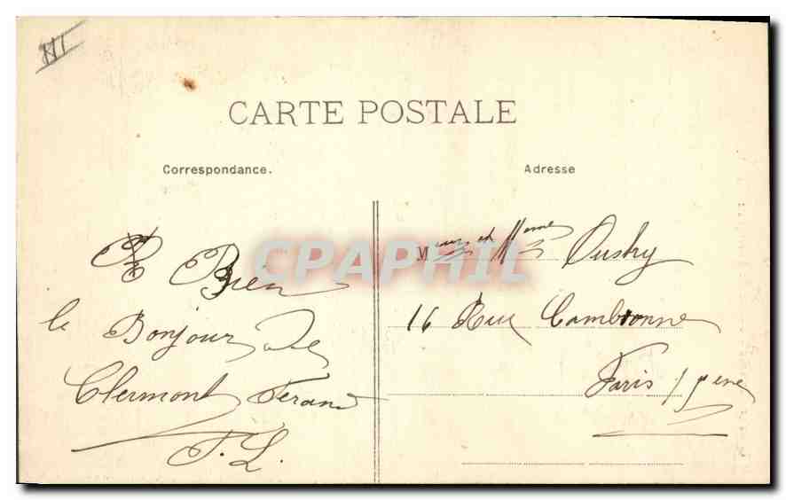 CPA Folklore TYPES ET COSTUMES - Jeune Auvergnate — Verso