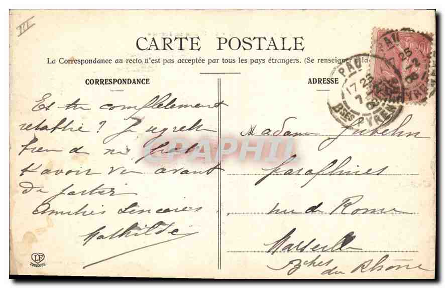 CPA TOULOUSE.- Le Palais de Justice — Verso