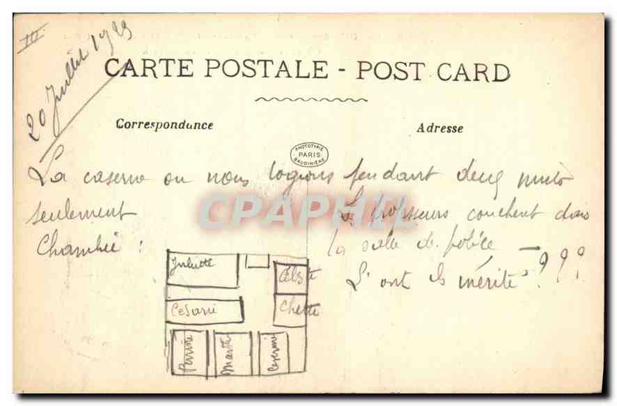 CPA VERDUN bombardé Palais de Justice et caserne St-Paul — Verso