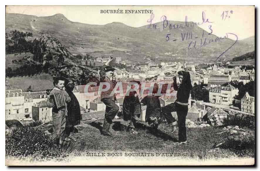 CPA Folklore BOURREE ENFANTINE. - MILLE BONS SOUHAITS D'AUVERGNE