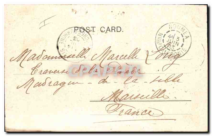 CPA Egypte Egypt Bord du Nil et Palmiers Timbre Nouvelle Caledonie Noumea — Rückseite