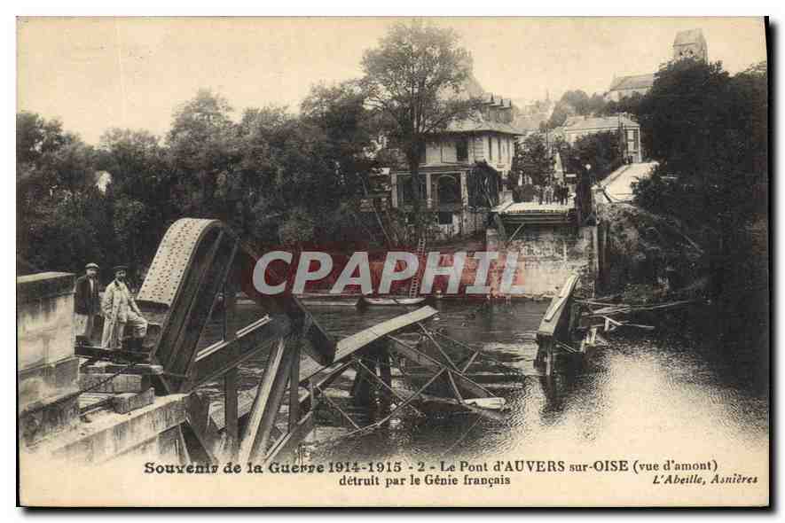 Auvers-sur-Oise Bridge — upstream view — destroyed by the French Engineers — L'Abeille, Asnières