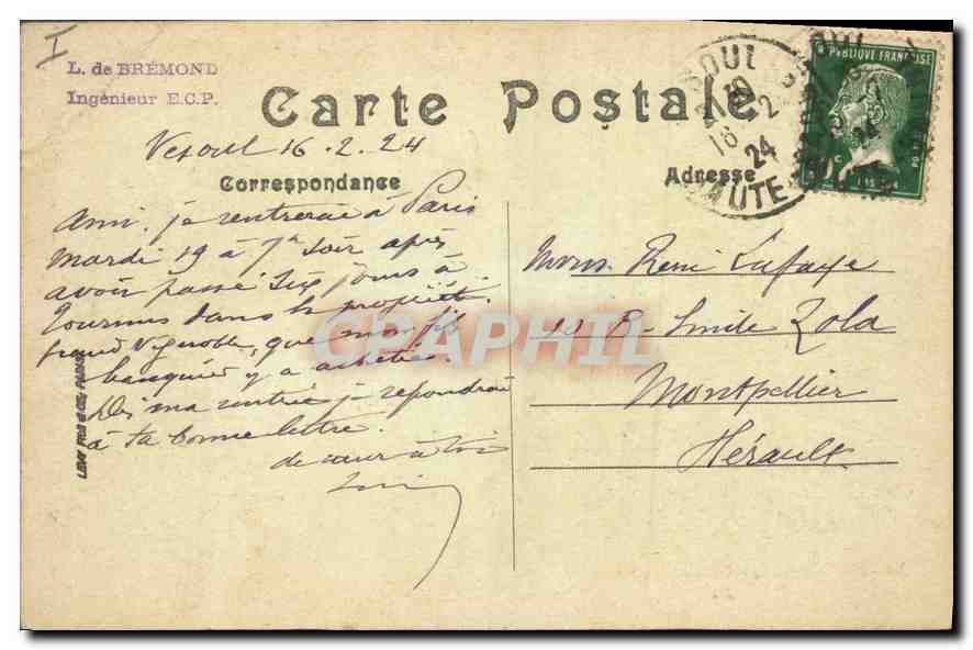 CPA VESOUL Le Palais de Justice  — Verso