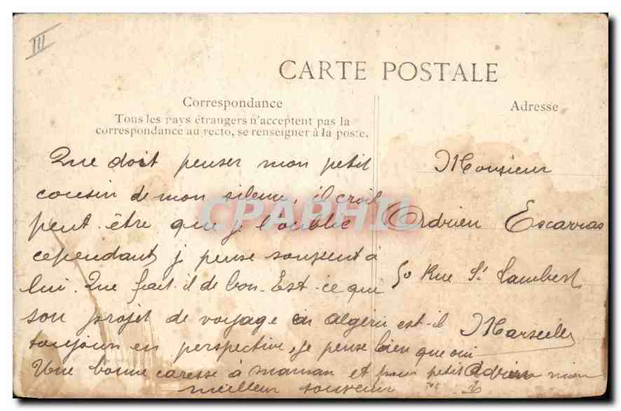 CPA ALGER Palais de Justice et rue Constantine  — Verso