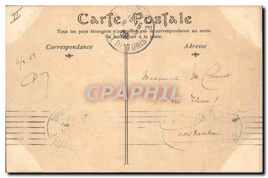 CPA TUNIS Le Palais de Justice  — Verso