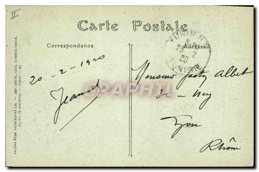 CPA TUNIS Le Palais de Justice  — Verso