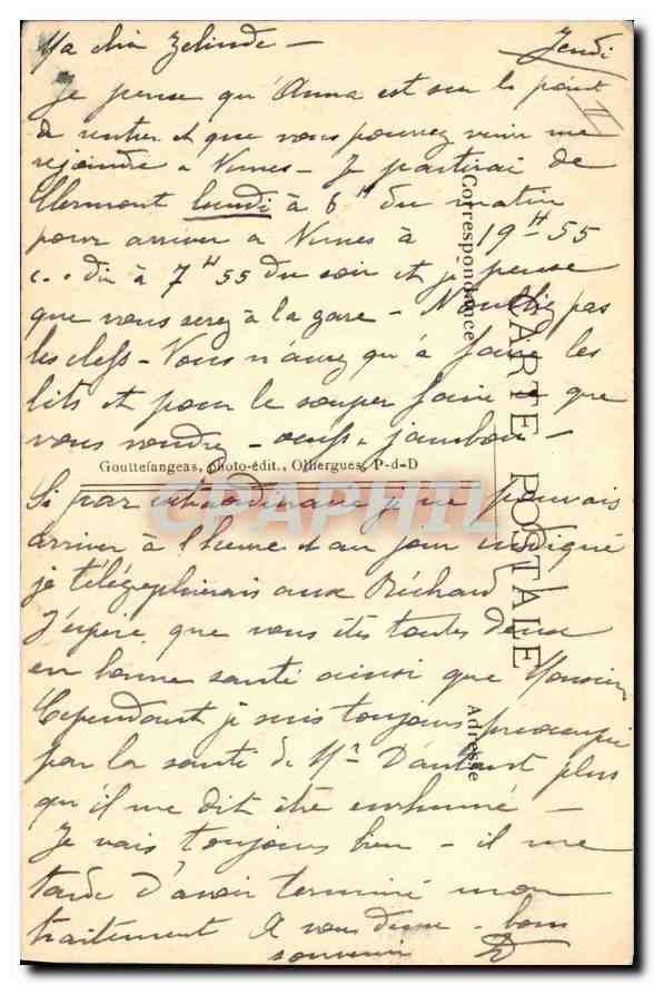 CPA Folklore L'AUVERGNE Eh bien! vous ne vous gênez pas. Il y a encore une place pour vous  père Bas — Verso