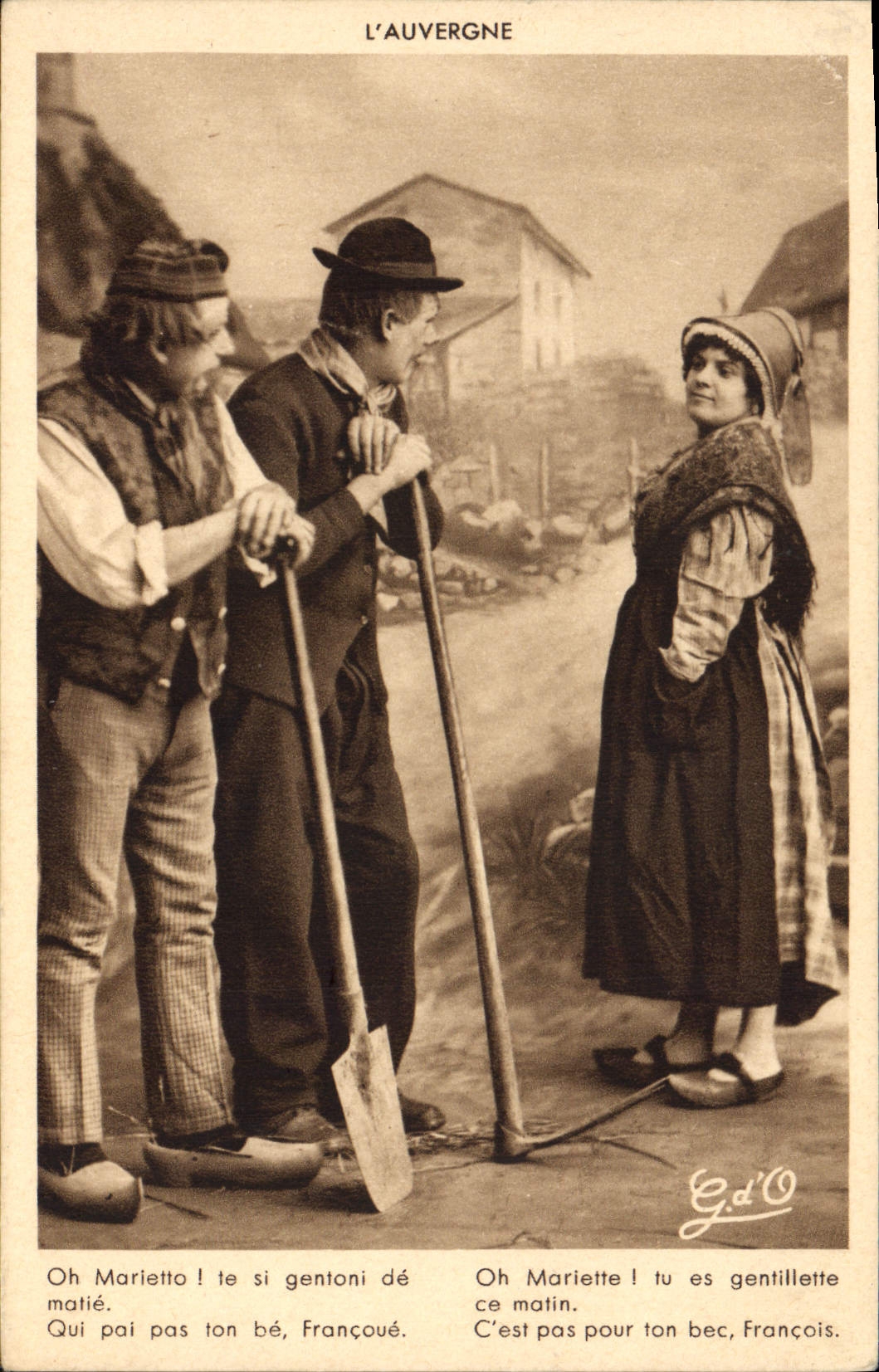 CPA Folklore Oh Mariette! tu es gentillette ce matin  C'est pas pour ton bec François. 