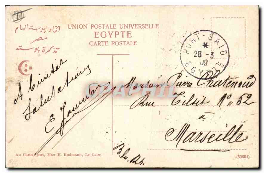 CPA Egypt Egypt  Statue de Ramses II Memphis Ane Mule  — Rückseite