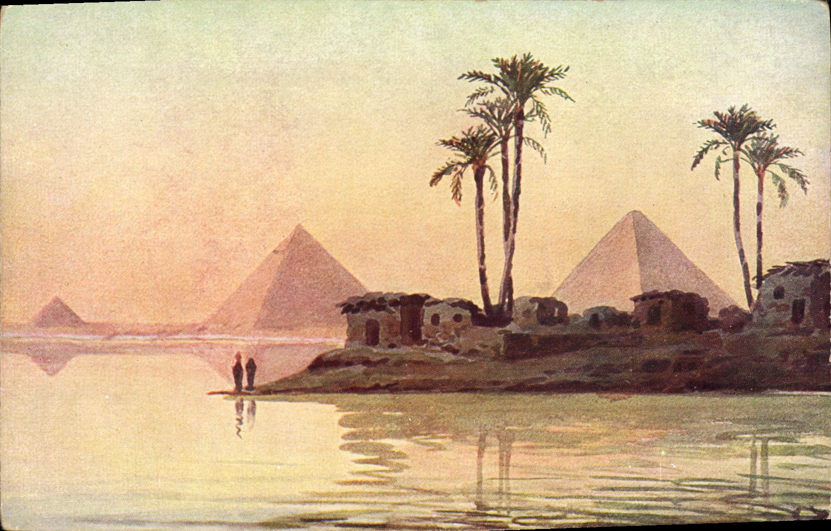 Les Pyramides d'Égypte — vue au crépuscule — CPAPHIL Series 1498, n°2