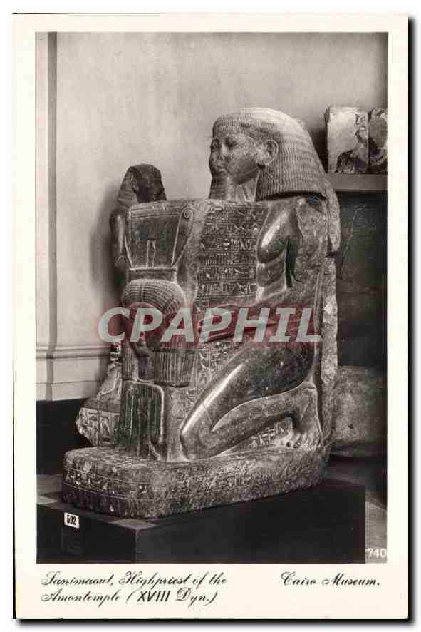 Statue de Iamunmaout, Haut-prêtre du temple d'Amun — XVIIIe Dynastie — Éditeur Lehner & Handrock, n° 740