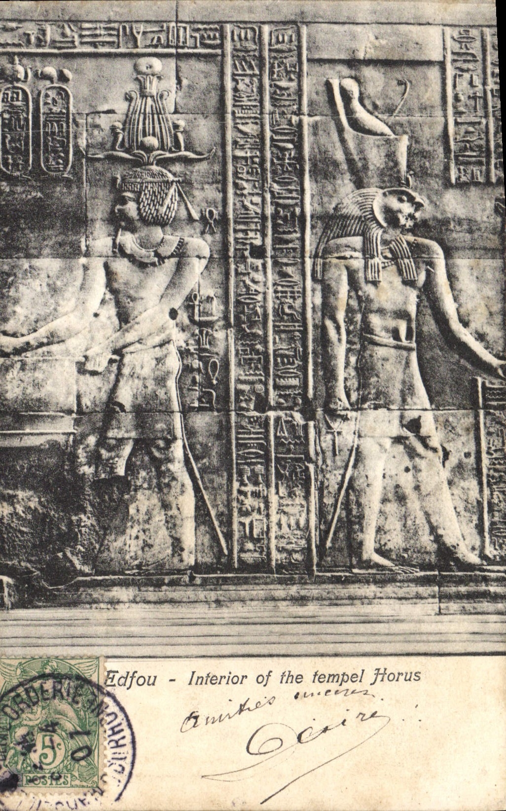 Edfou - Intérieur du temple d'Horus — éditeur Lichtenstern & Harari, n° 322