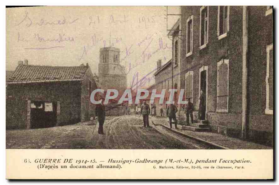 Hussigny-Godbrange — pendant l'occupation — G. Mathiérie, éditeur, rue de Charonne, Paris