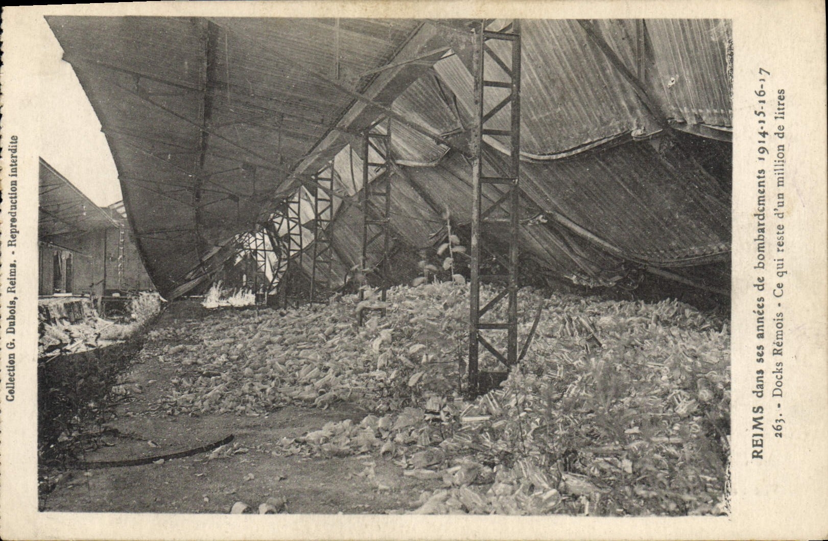 Reims - Was von einer Million Litern nach den Bombenangriffen 1914-15-16-17 übrig blieb — G. Dubois, Reims, n°263