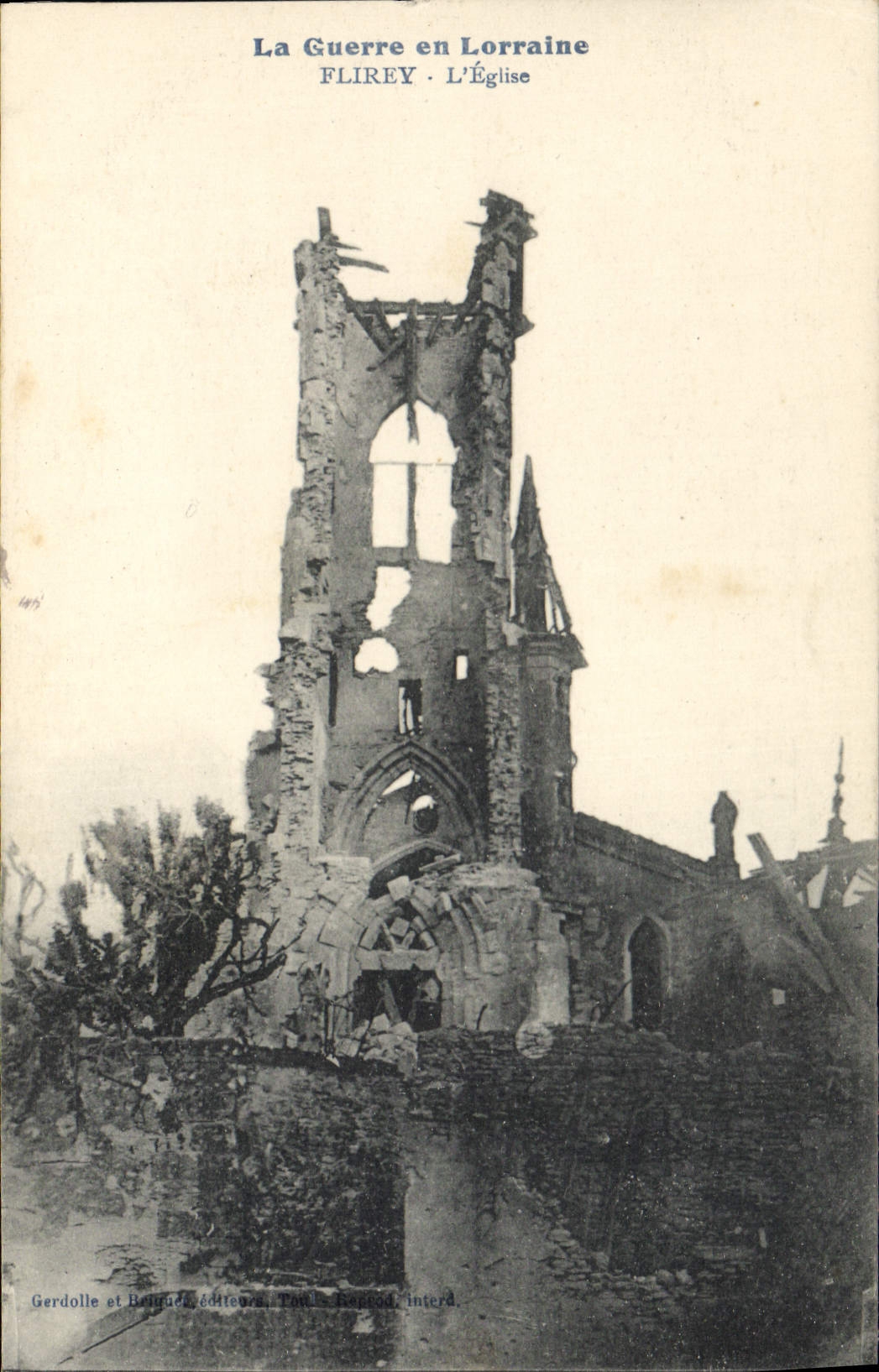 Flirey - The Church — Ruins After the War — Gerdolle et Béruade, publishers, Toulouse