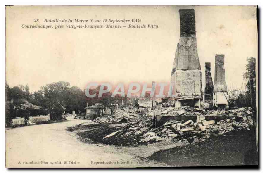 Bataille de la Marne — Courdemanges près Vitry-le-François — Humbert Photo, édit. St-Dizier