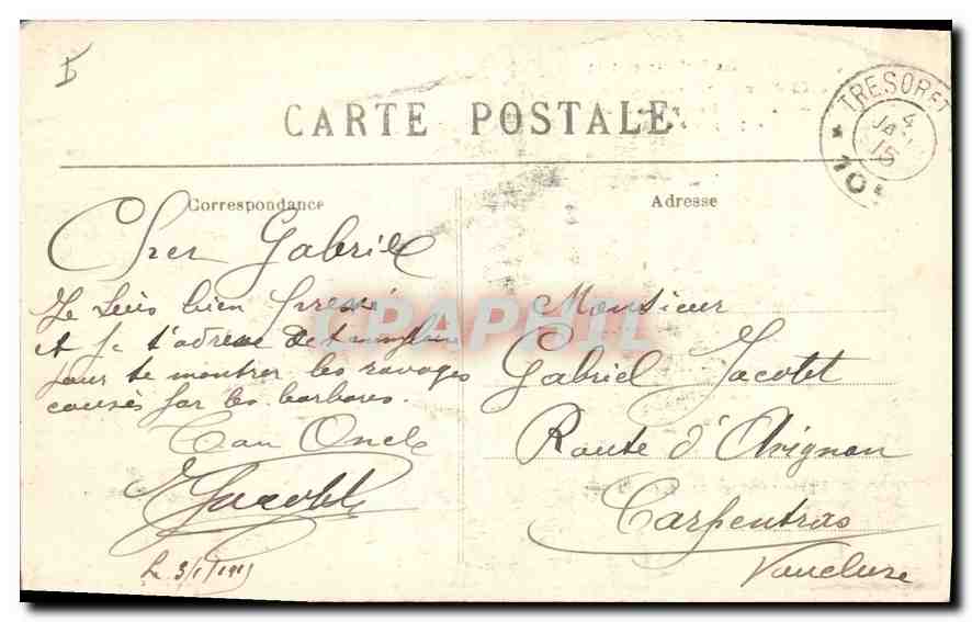Goyes (Marne) — Groupe de Maisons brûlées par les Allemands le 7 septembre 1914 — C. M. (éditeur ?) — Verso