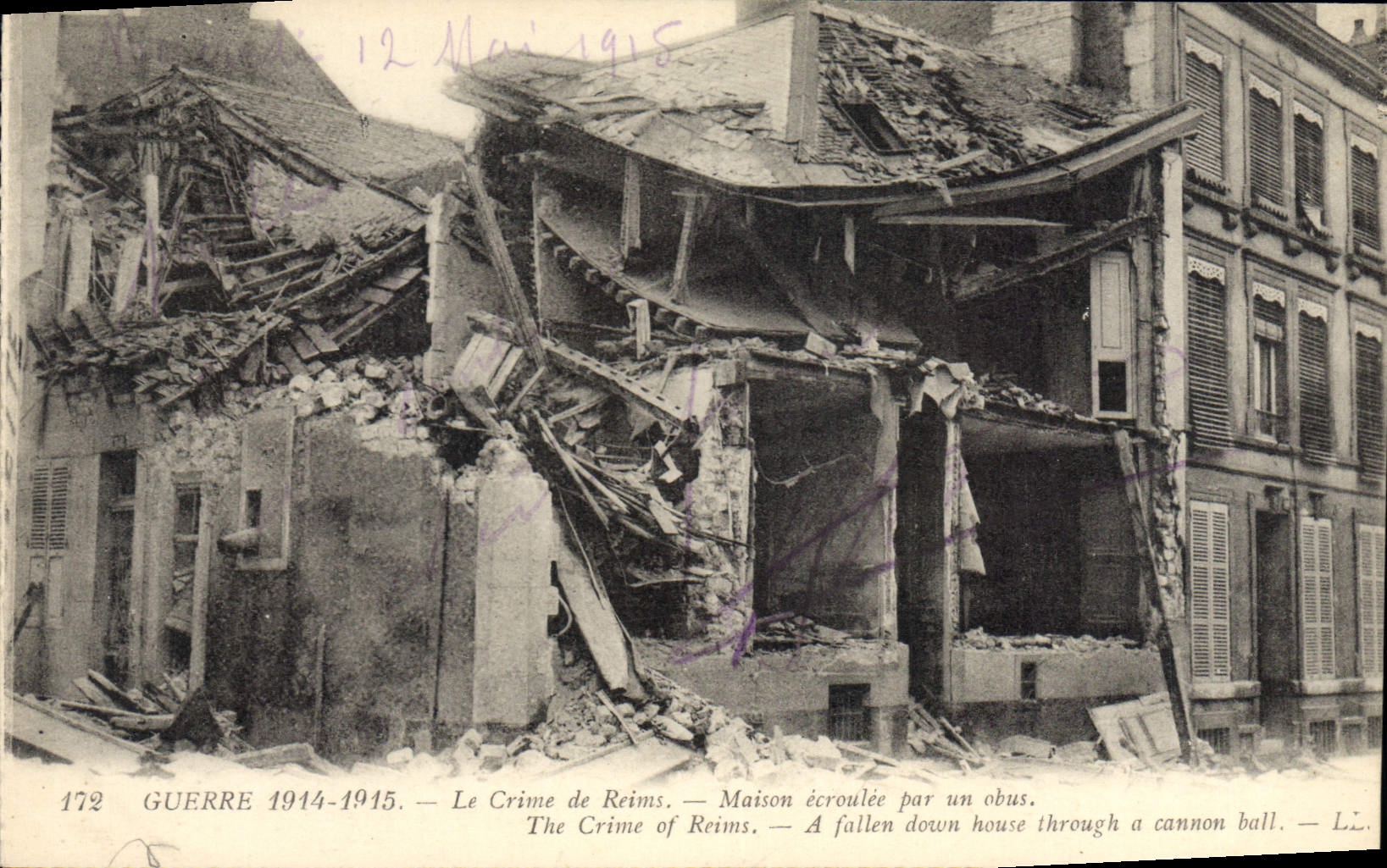 Reims — Maison écroulée par un obus — LL, n° 172