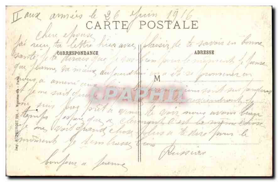 Champagne — La Ferme démolie à l'Espérance après le bombardement — Visé Paris 8 bis — Verso