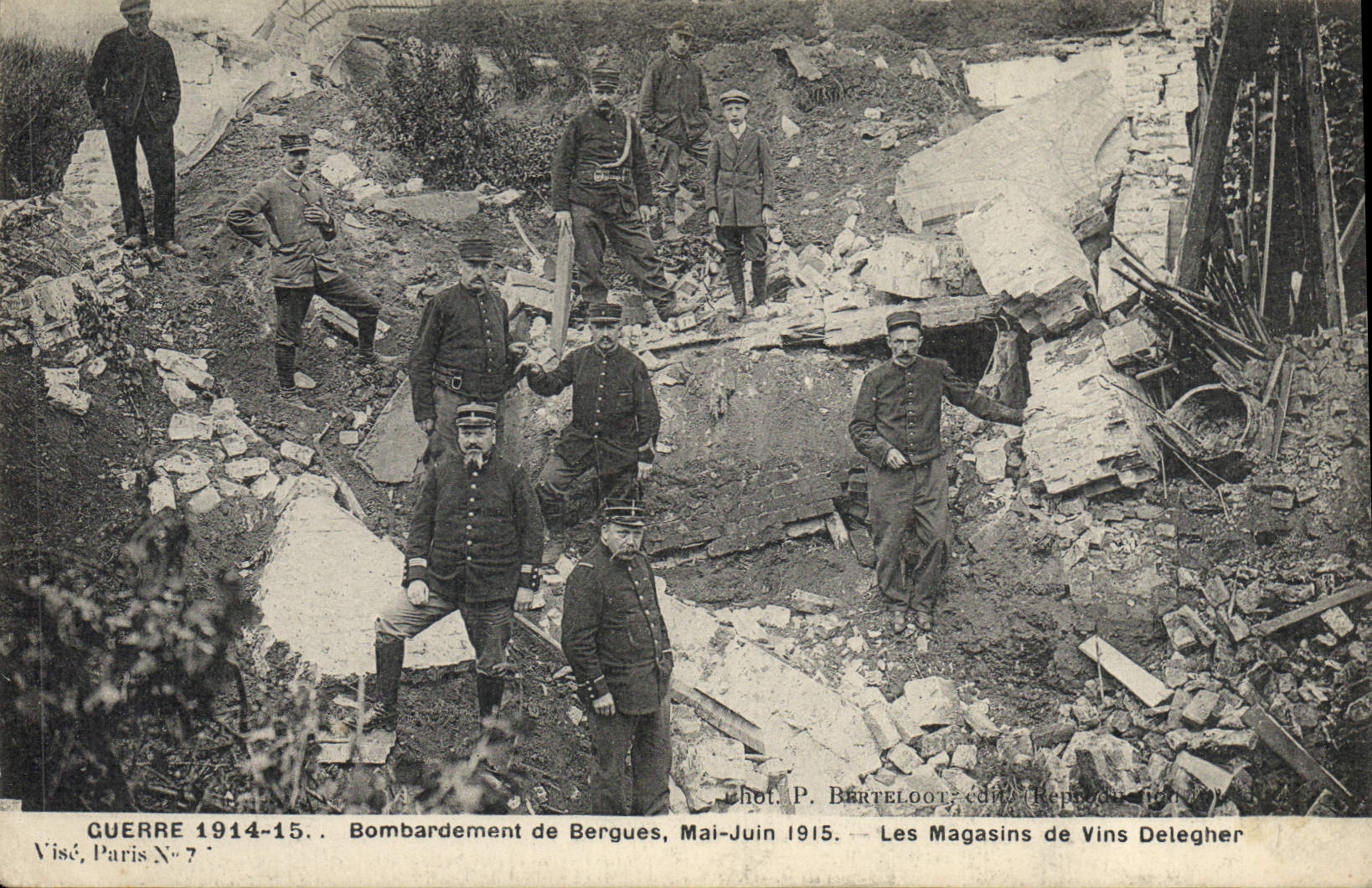 Bombardment of Bergues — May-June 1915 — Les Magasins de Vins Delegher — Chot. P. Berteloot, Paris