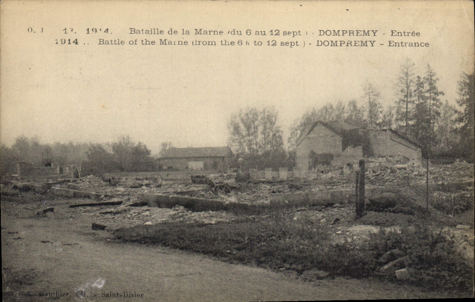Dompremy — Entrance — Battle of the Marne (6 to 12 September) 1914 — A. Gauthier, publisher, Saint-Dizier