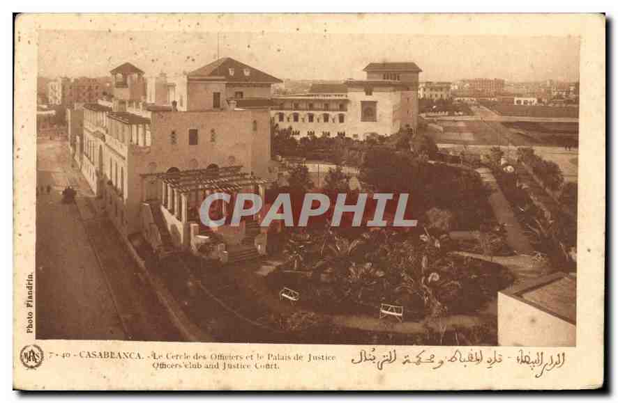 CPA Casablanca Le Cercle des Officiers et le Palais de Justice Officers Club and Justice Court 