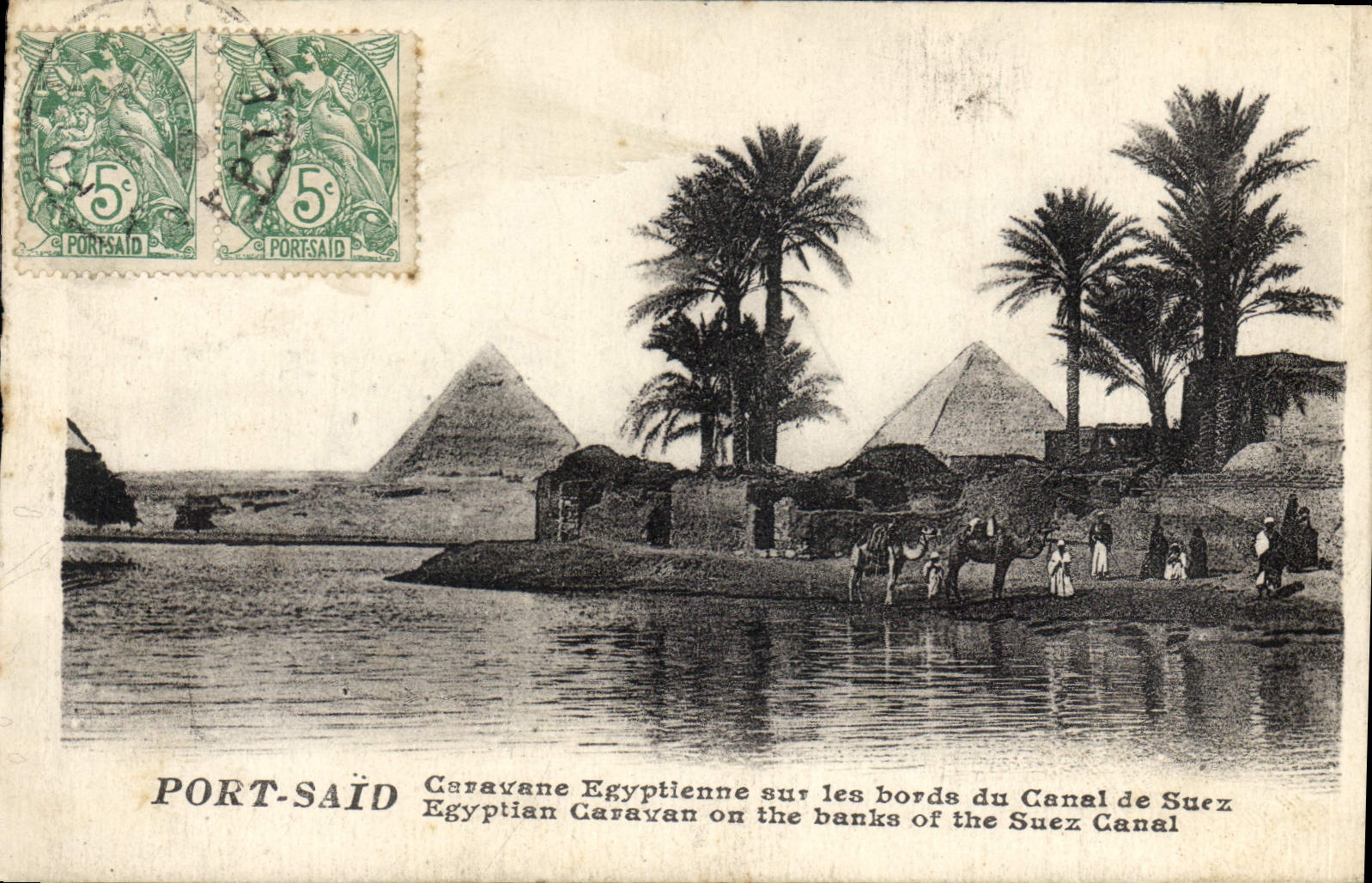Caravane Égyptienne sur les bords du Canal de Suez — Port-Saïd, éditeur inconnu, n° de série non visible
