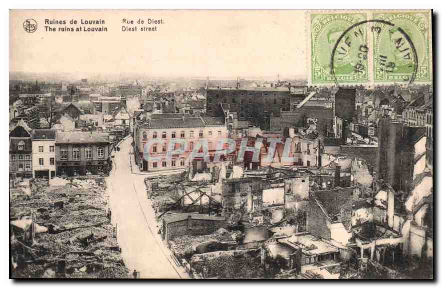 Ruines de Louvain — Rue de Diest — éditeur N. Les