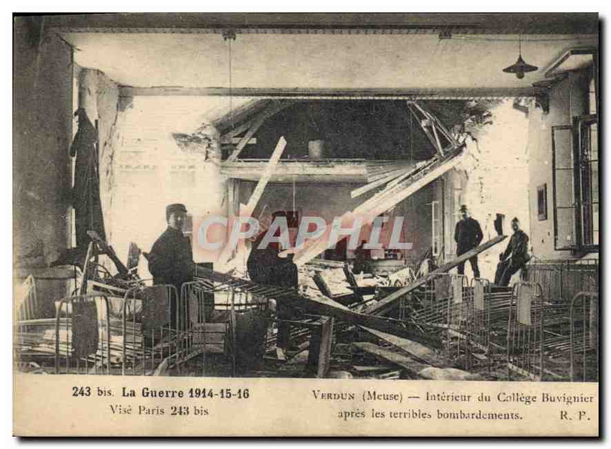 Verdun (Meuse) — Intérieur du Collège Buvignier après les terribles bombardements — R. P.