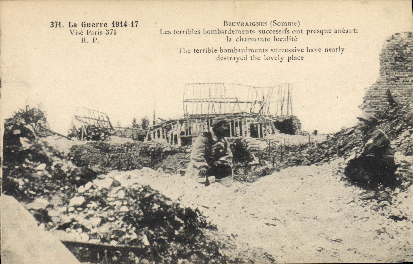 Beuvrignes (Somme) — Découpage de la guerre 1914-17 — R.P. n°371