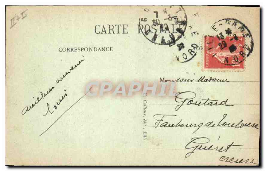 Lille (Nord) — Ruinen der 1914 bombardierten Station — Rue Faidherbe — E. C. — Rückseite