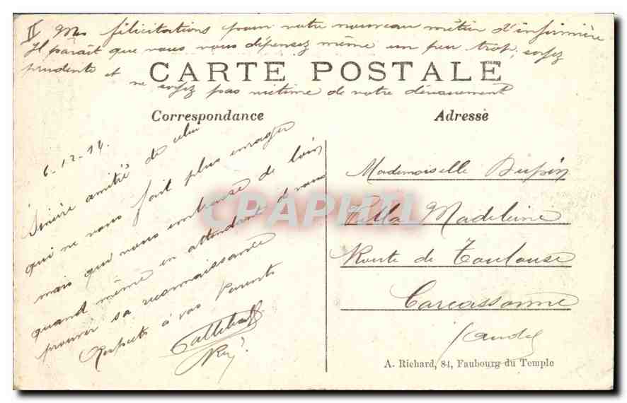 CPA Militaria Guerre de 1914 Aspect d'une rue de Reims apres le bombardement  — Rückseite