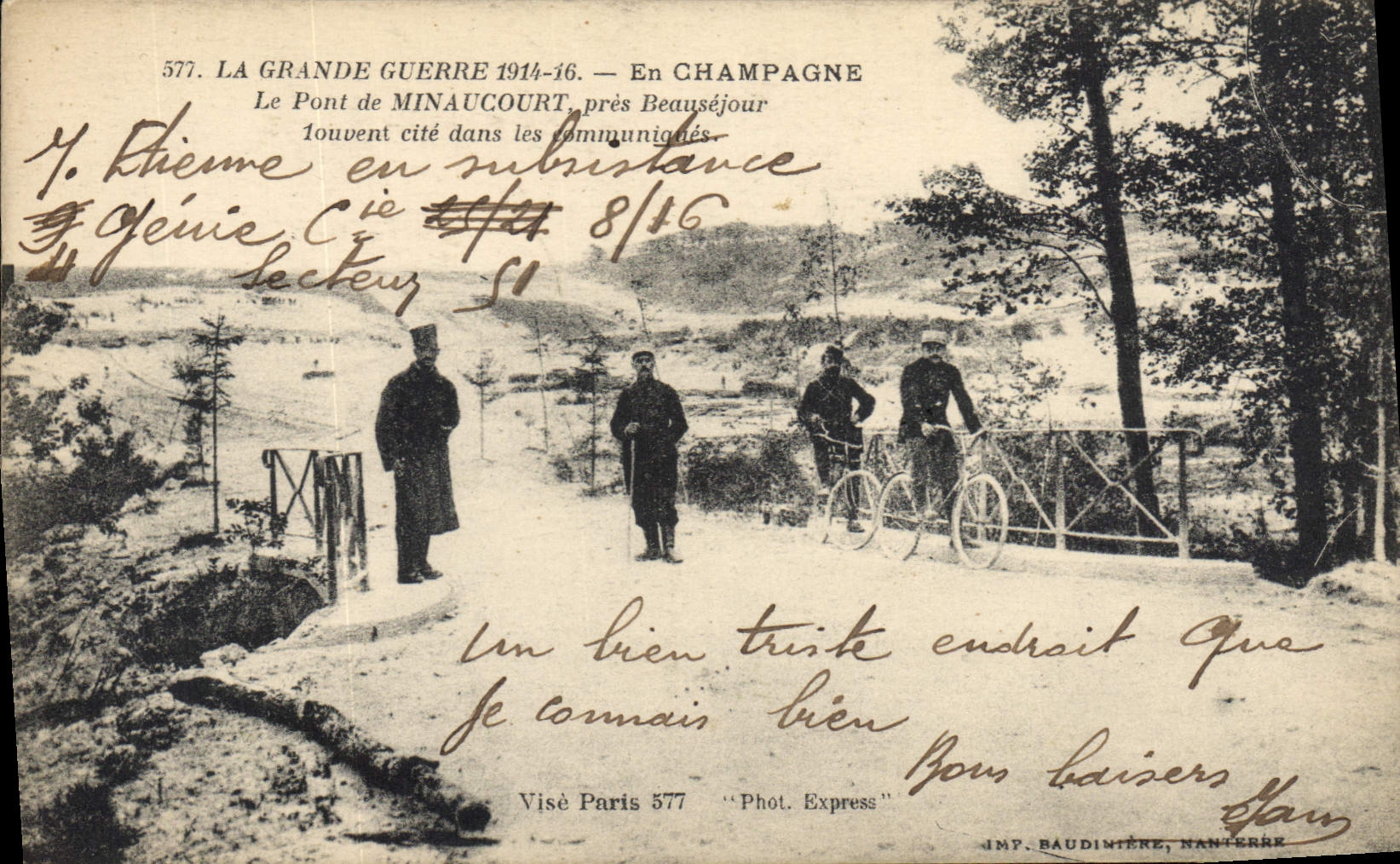 Le Pont de Minaucourt — près Beauséjour — IMP. BAUDINIÈRE, NANTERRE