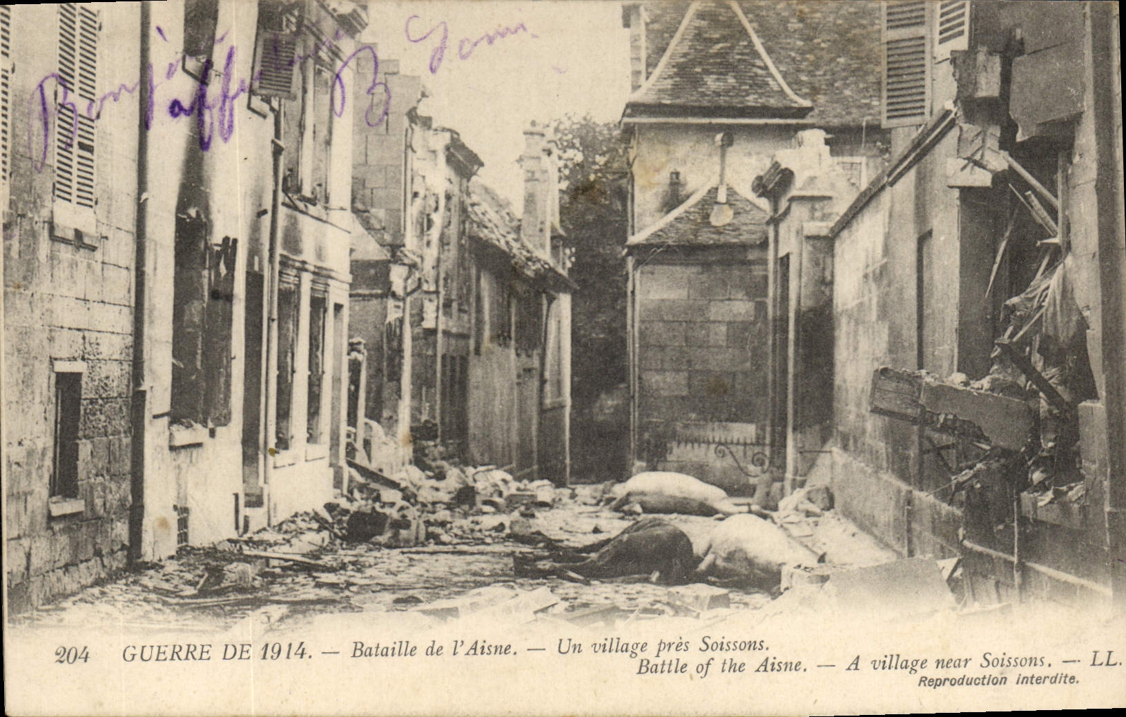 Un village près Soissons — Bataille de l'Aisne — LL