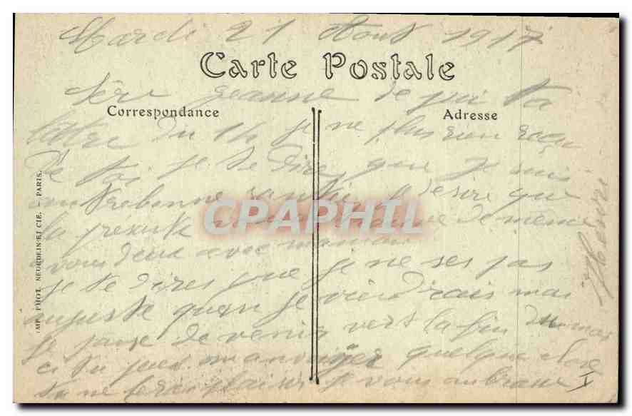 CPA Militaria Cathedrale de Reims Archeveche Cheminee de la Salle des Rois apres le Bombardement  — Rückseite