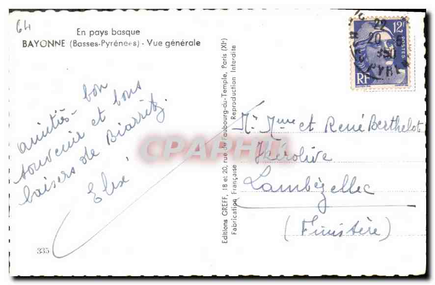 CPM Bayonne  Basses Pyrenees Vue generale  — Back