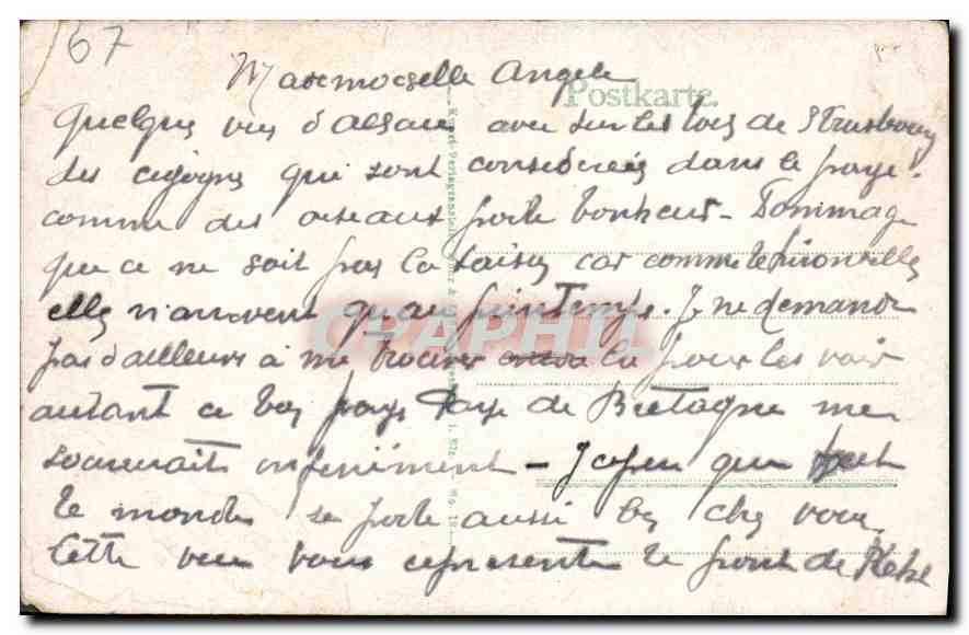 CPA Strassburg E Storchennest Cigognes — Verso